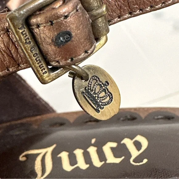 Juicy Couture Bronze Metallic Stiletto Heels 10 Textured Nappa Leather T-strap - Picture 10 of 13